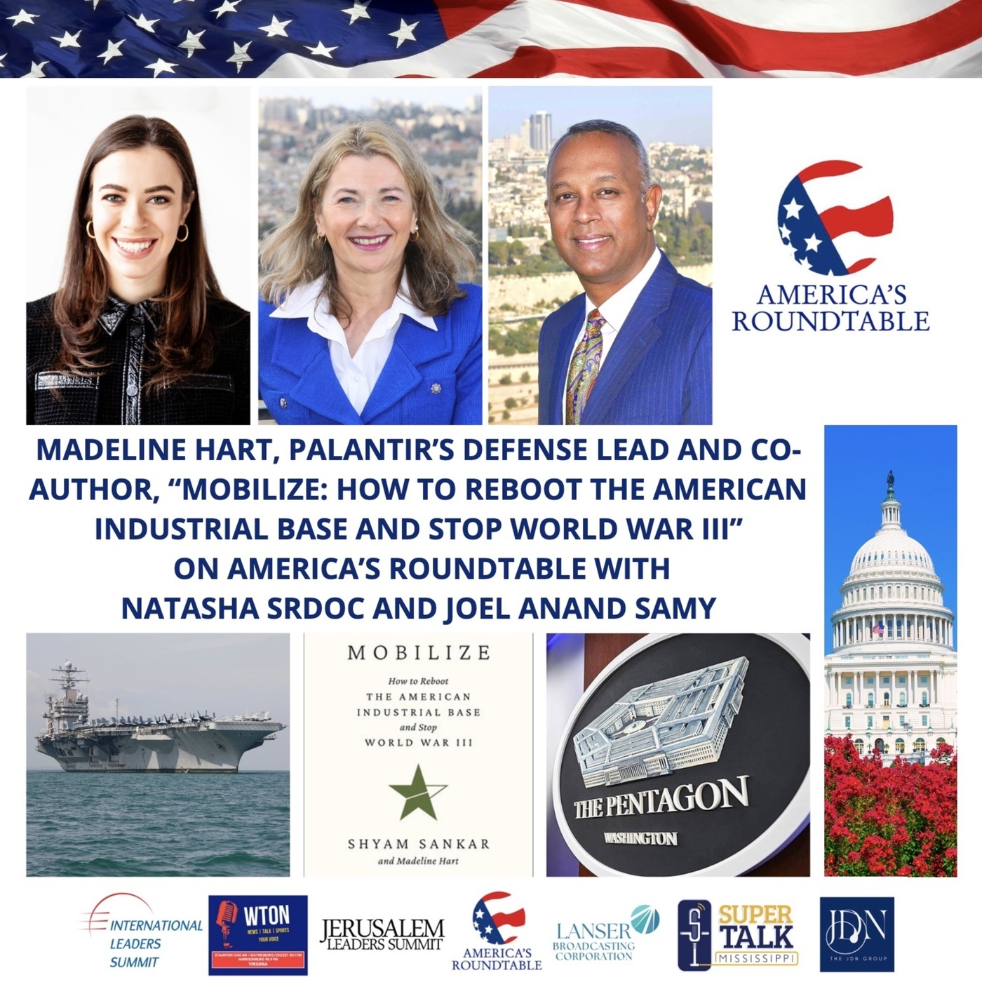 America's Roundtable with Madeline Hart | Palantir's Defense Lead and Co-Author: "Mobilize: How to Reboot the American Industrial Base and Stop World War III"